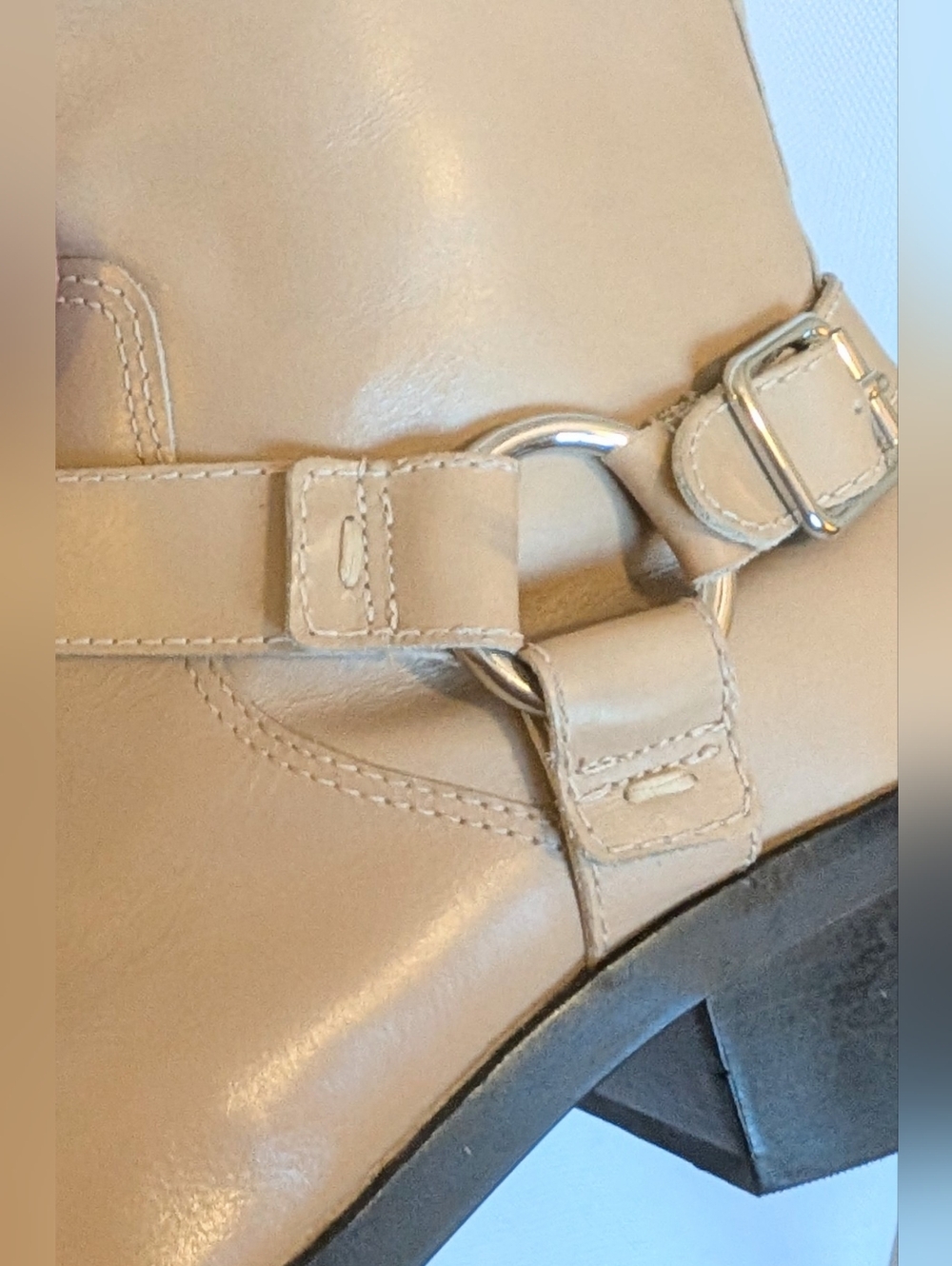 Dolce Vita New Camel Tan Soft Leather Buckle Detail Boots Size 8 Brazil - Picture 4 of 10